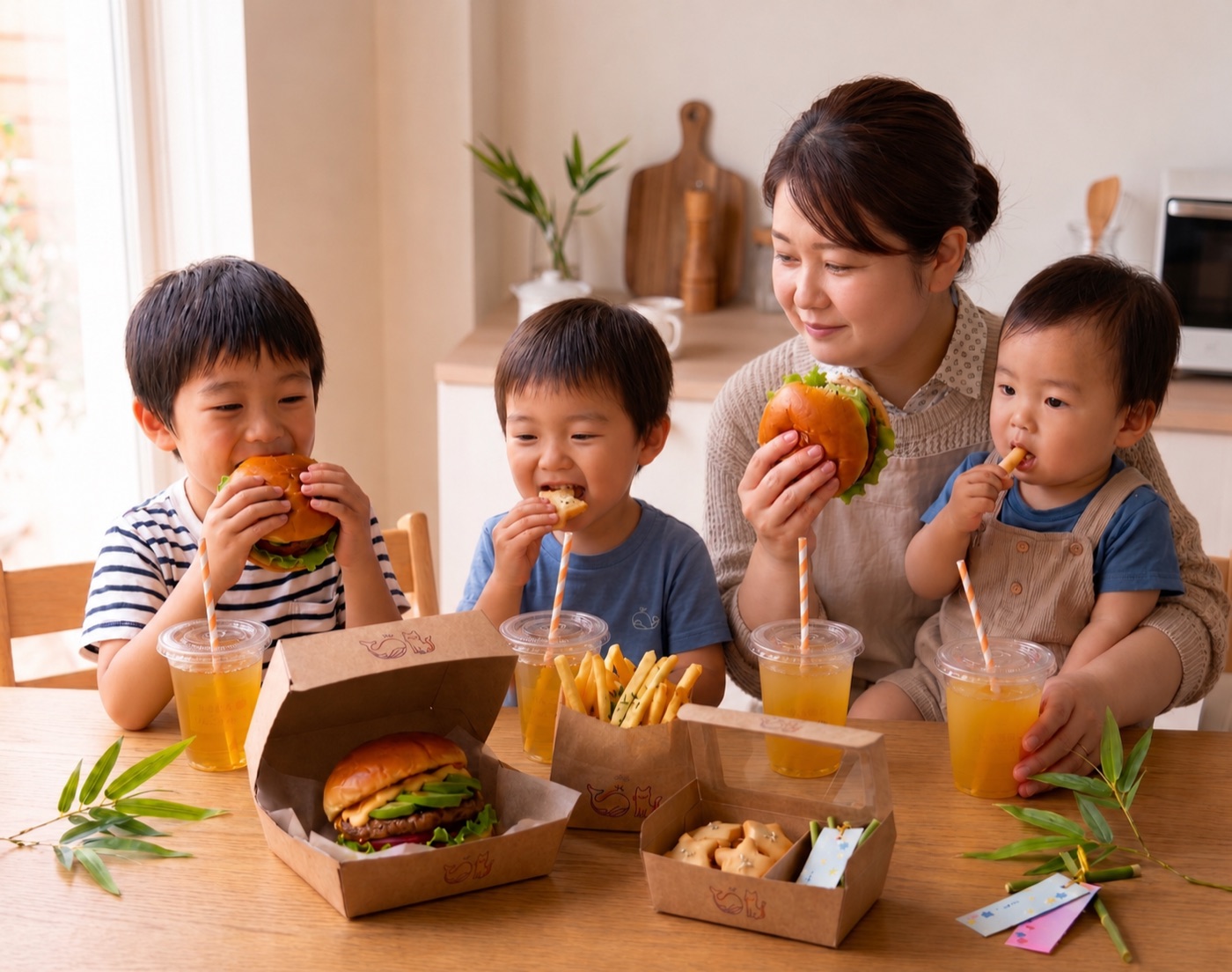 スターライトバーガーを囲んで食卓を楽しむ家族